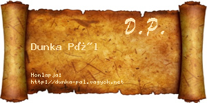 Dunka Pál névjegykártya